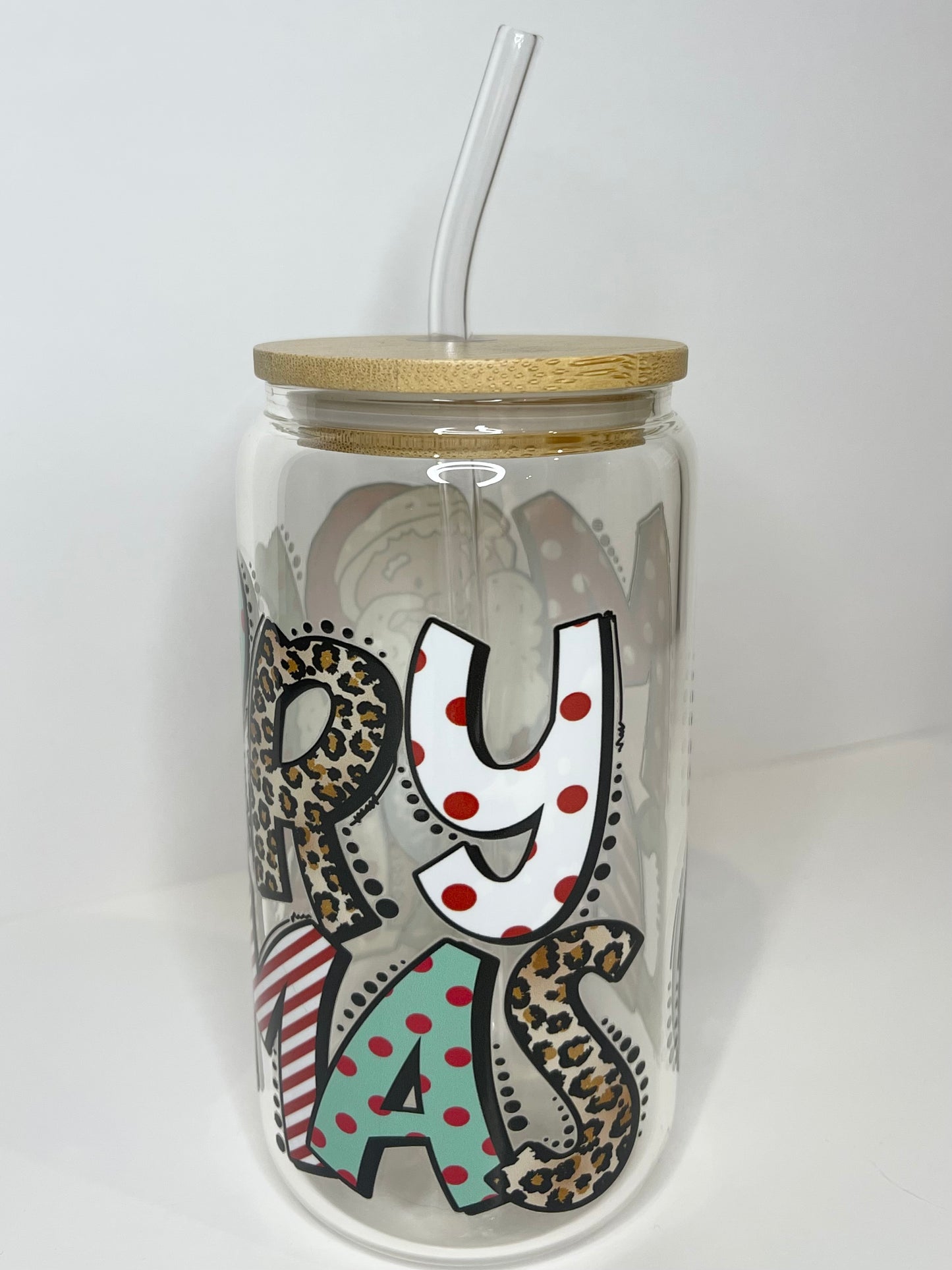 16 oz. Santa Merry Christmas Glass Cup