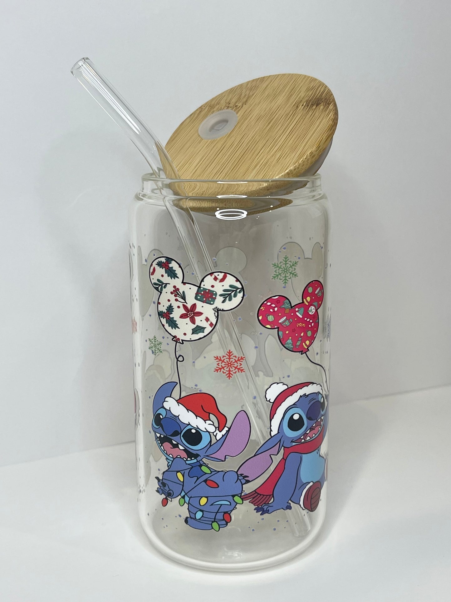 16 oz Santa Blue Man Glass Cup