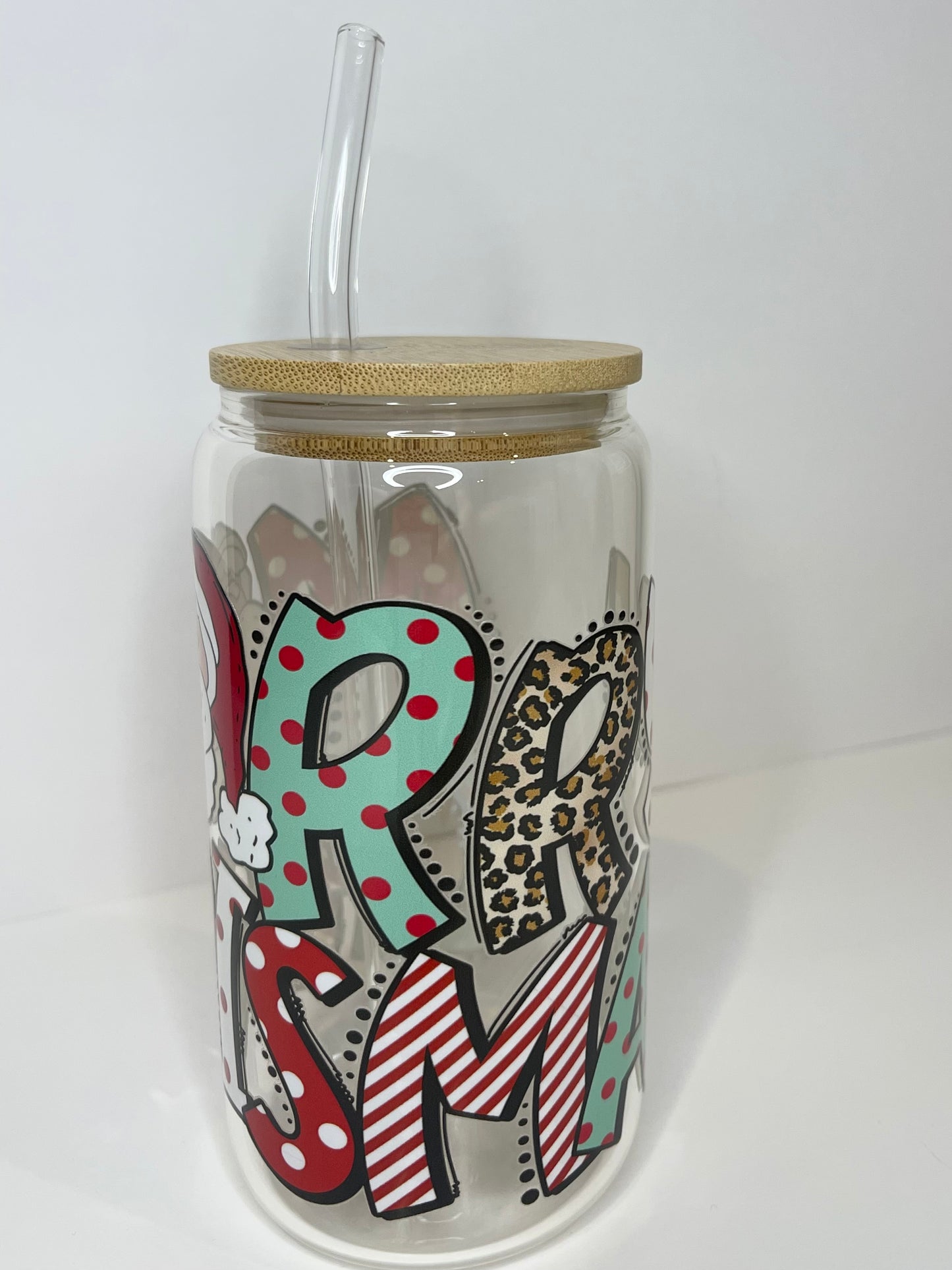 16 oz. Santa Merry Christmas Glass Cup