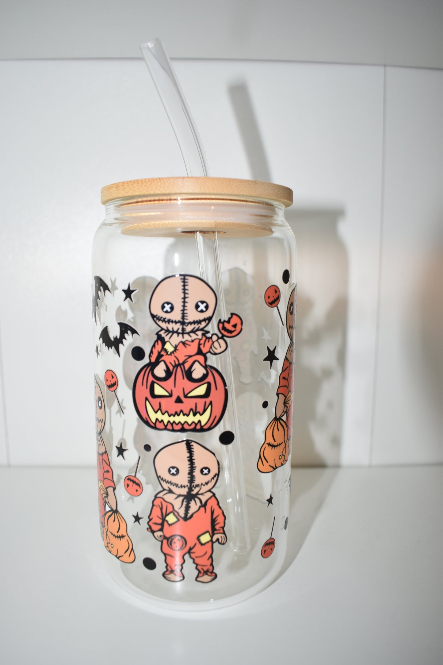 16 oz. Scarecrow Pumpkins Glass Cup