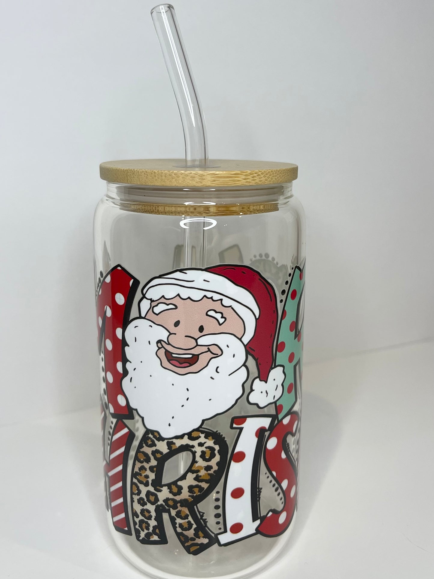 16 oz. Santa Merry Christmas Glass Cup