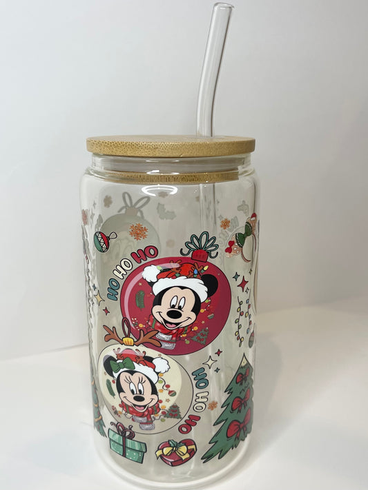 16 oz Mickey and Friends Ornament Glass Cup