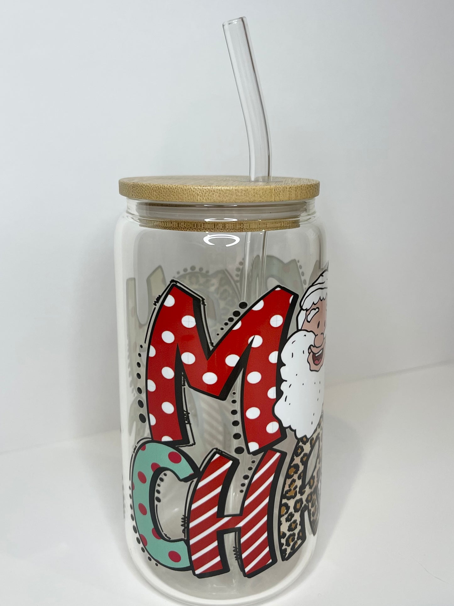 16 oz. Santa Merry Christmas Glass Cup