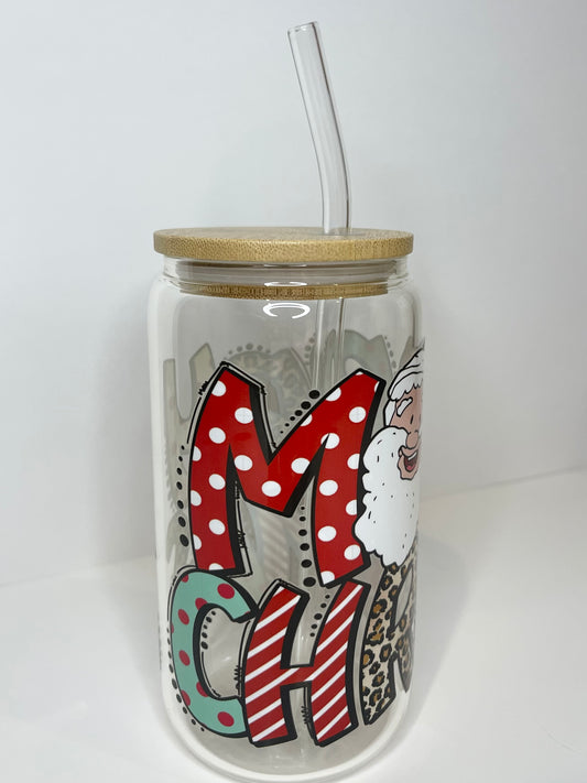 16 oz. Santa Merry Christmas Glass Cup