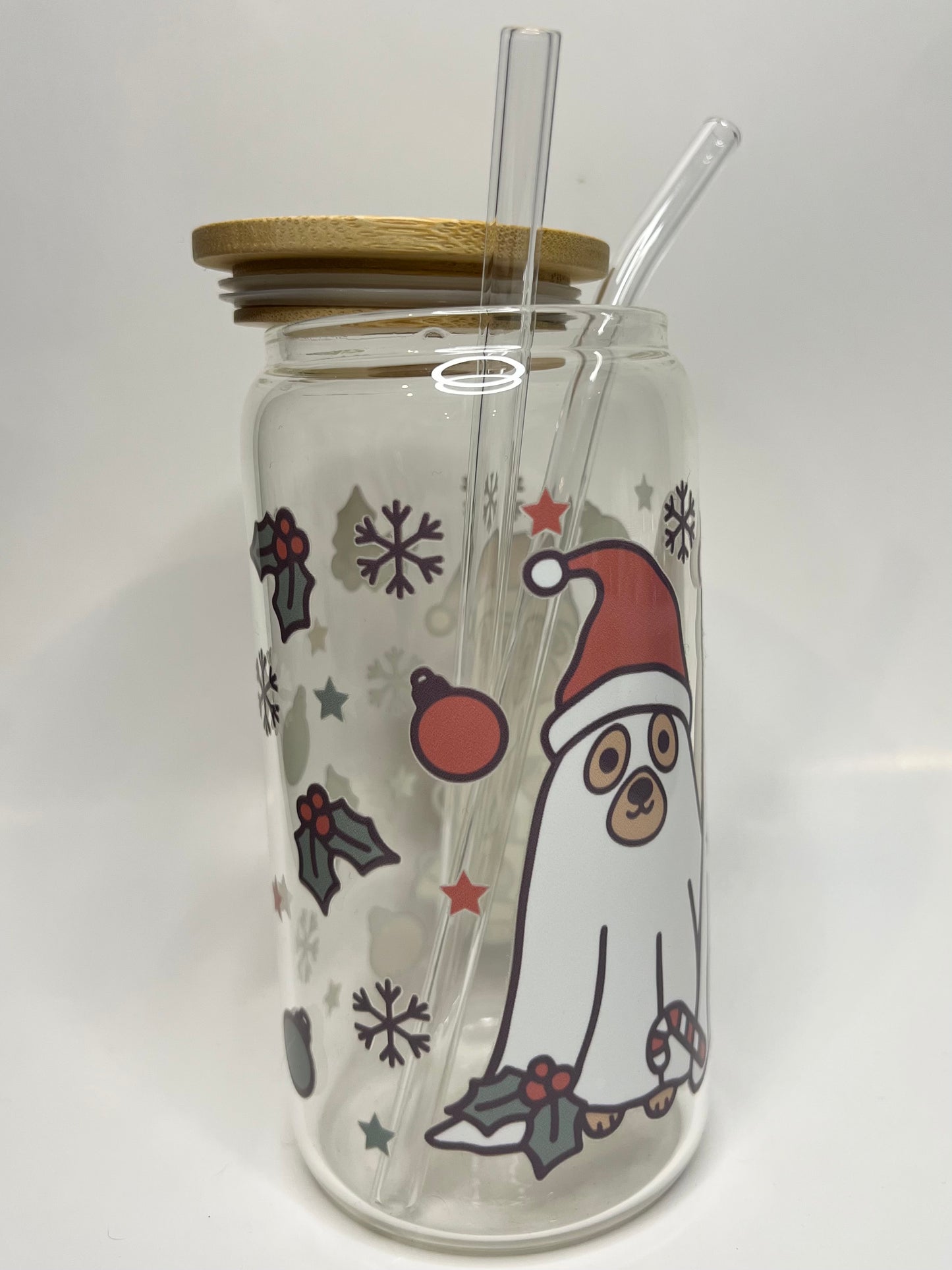 16 oz. Ghost Pup Glass Cup