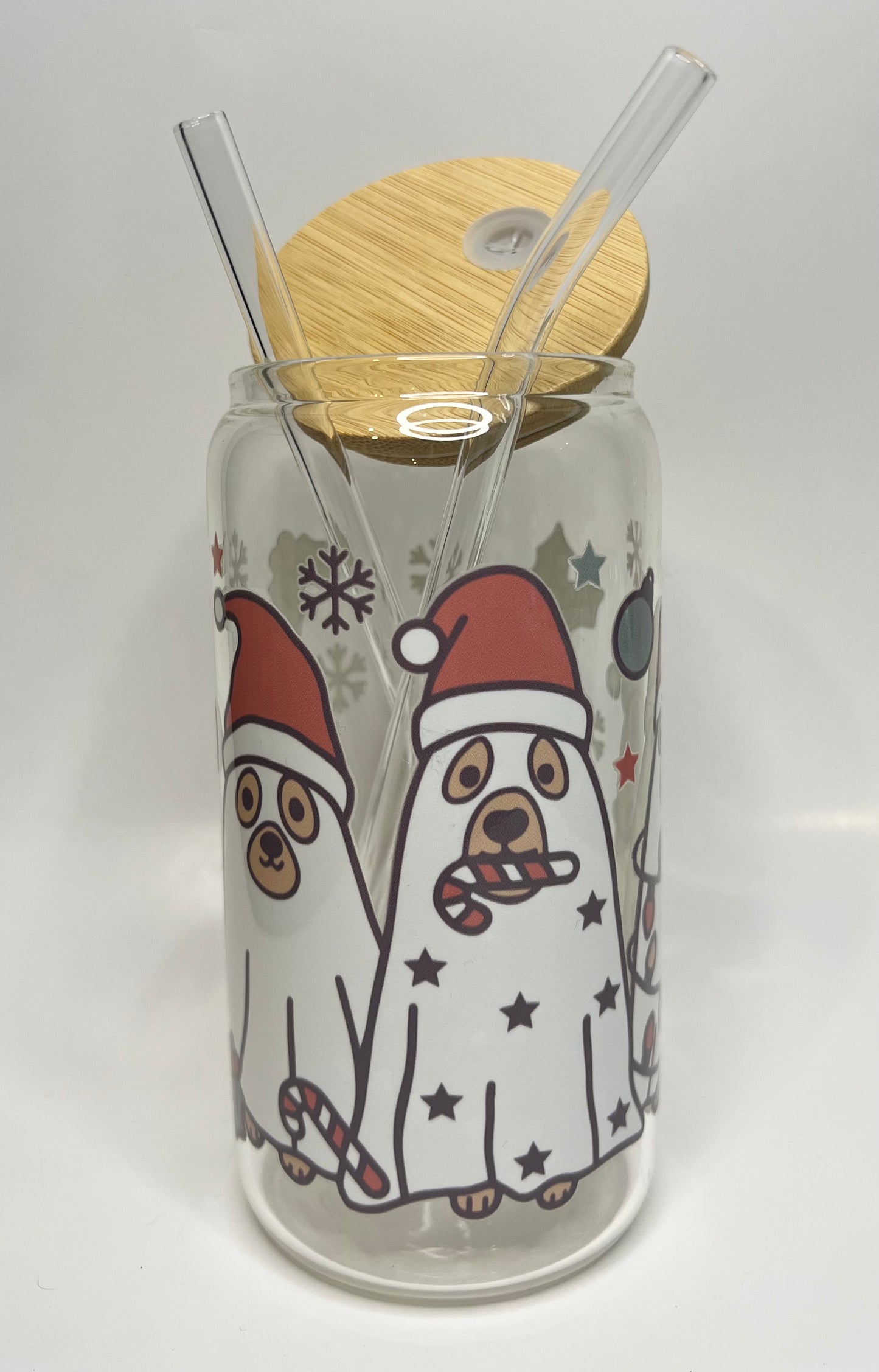 16 oz. Ghost Pup Glass Cup