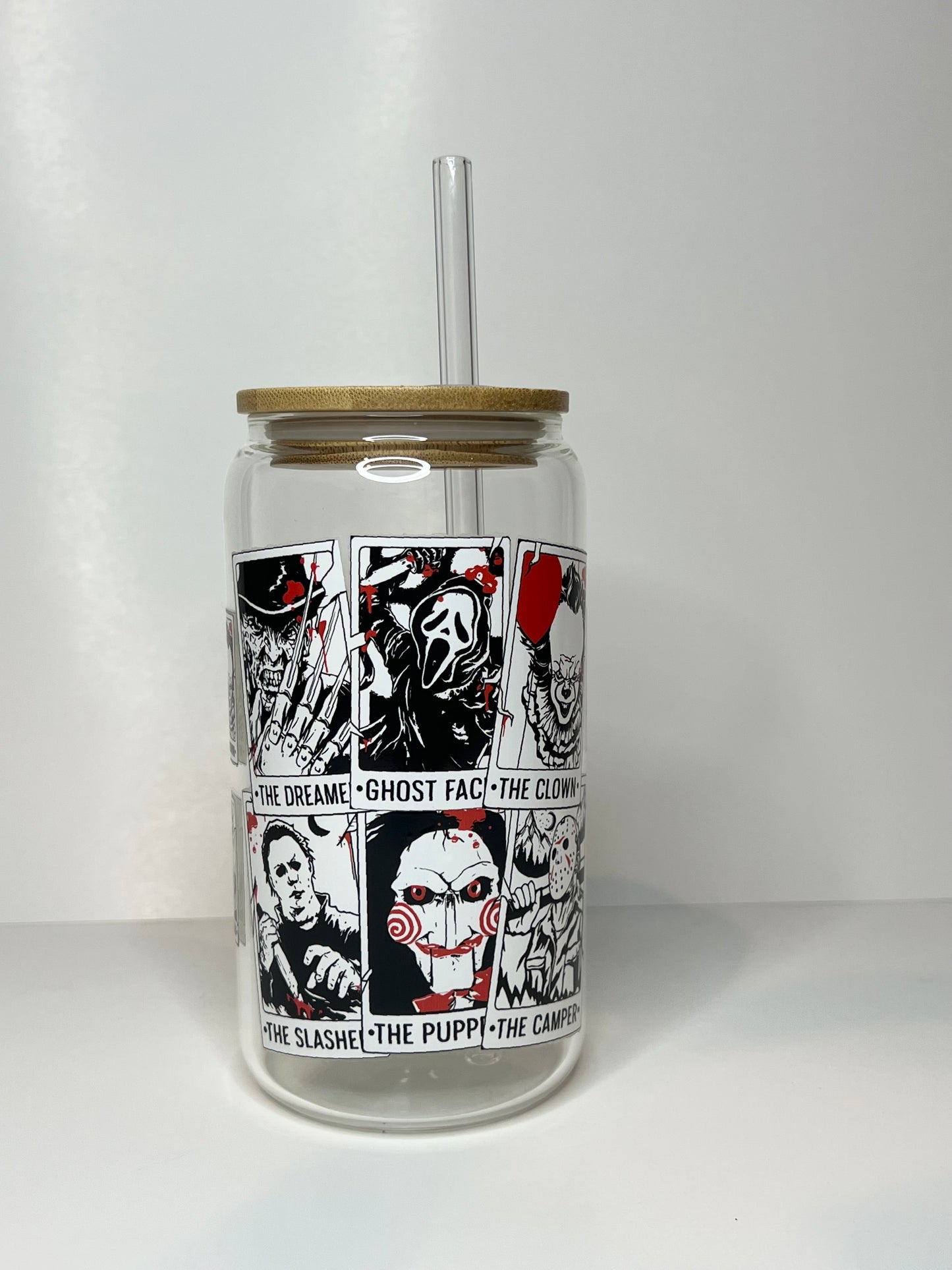 16 oz. Halloween Face Card Glass Cup