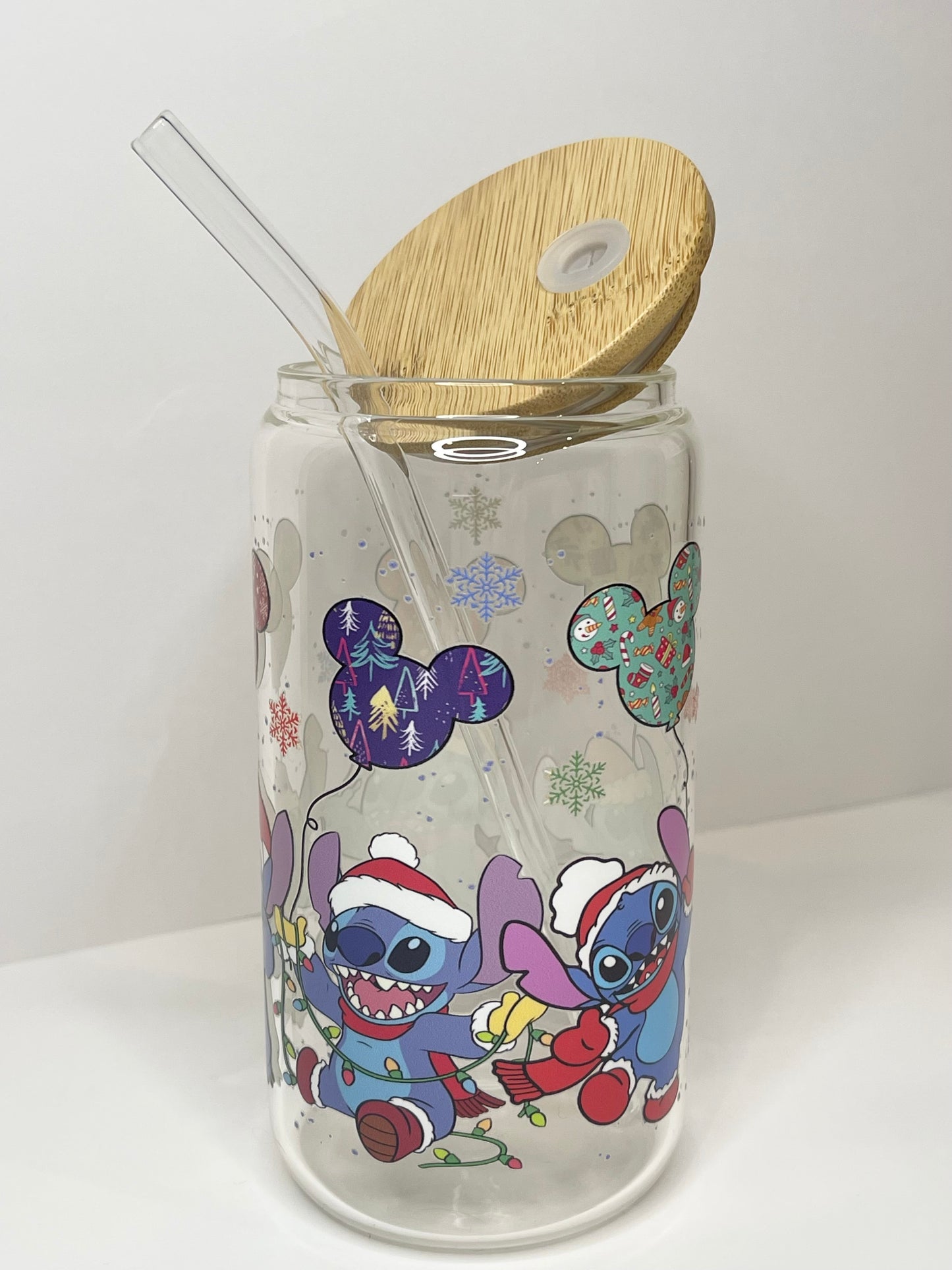 16 oz Santa Blue Man Glass Cup