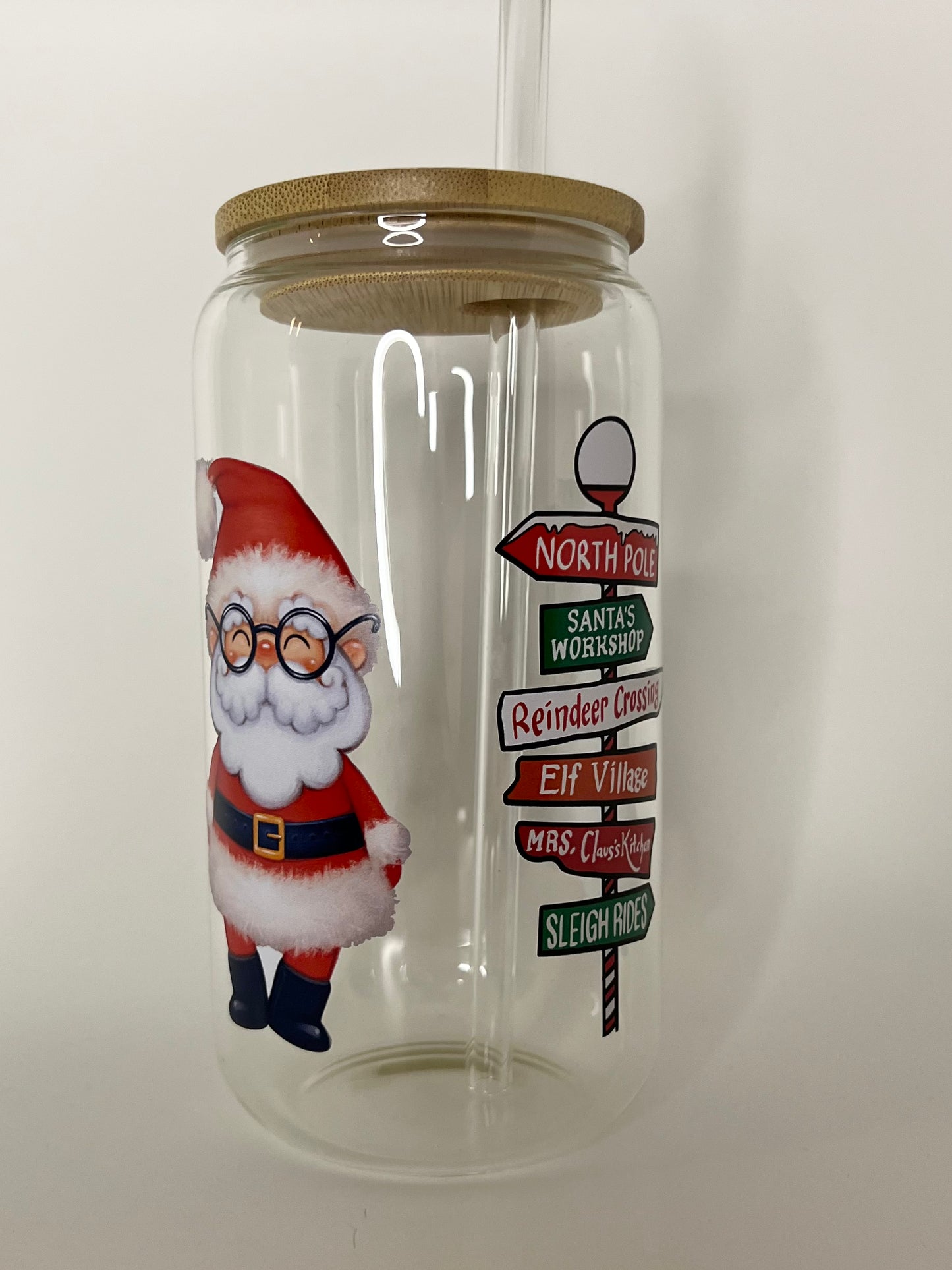 16 oz. Santa & Mrs. Clause Glass Cup