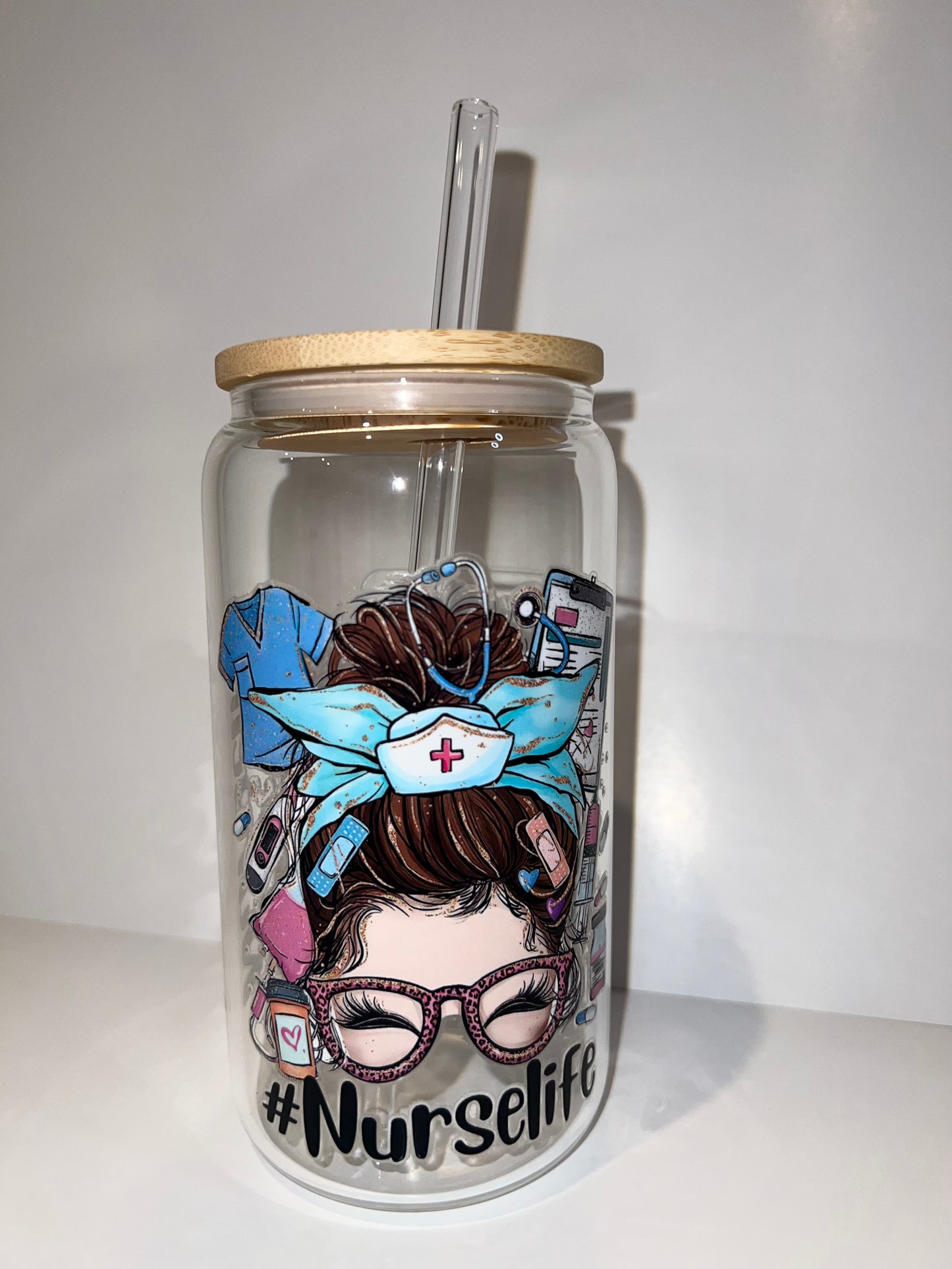 16 oz. Nurse Life Glass Cup