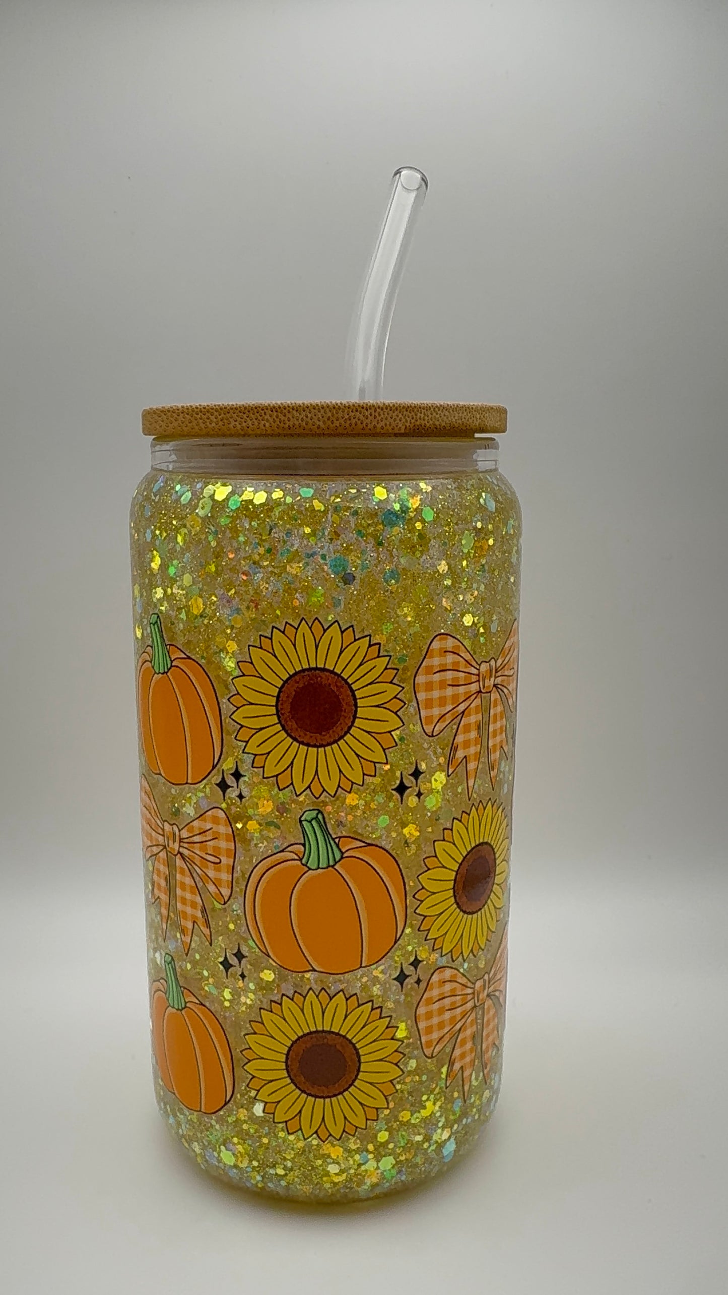 16 oz. Bows, Flowers and Pumpkins Snow Globe