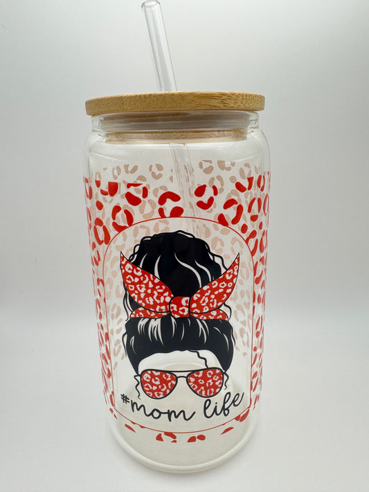 16 oz. Mom Life Glass Cup